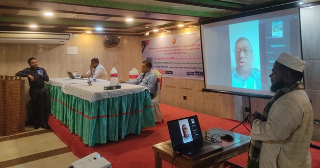 Honorable Secretary of IMED, Mr. Abul Kashem Md. Mohiuddin, delivering a virtual address