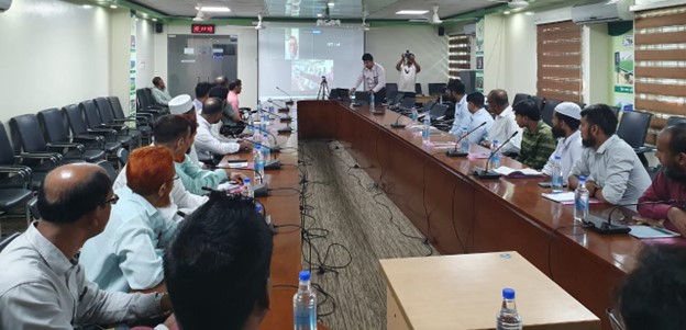 Honorable Secretary of IMED, Mr. Abul Kashem Md. Mohiuddin, delivering a virtual speech