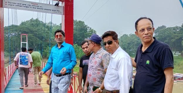 Participants during the educational visit to the Hanging Bridge of Rangamati