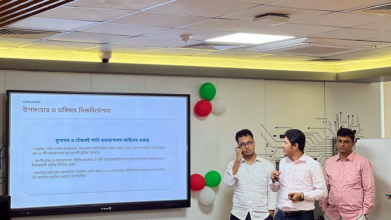 Participant group presenting in Bangla