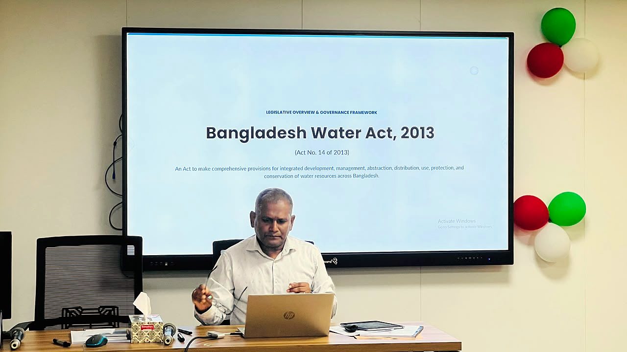Resource person presenting the Bangladesh Water Act 2013
