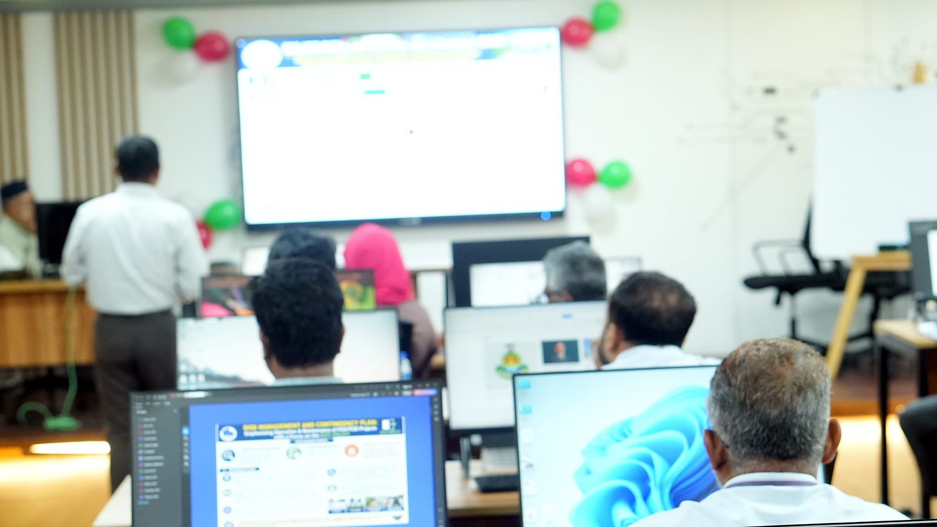 Participants working at their stations