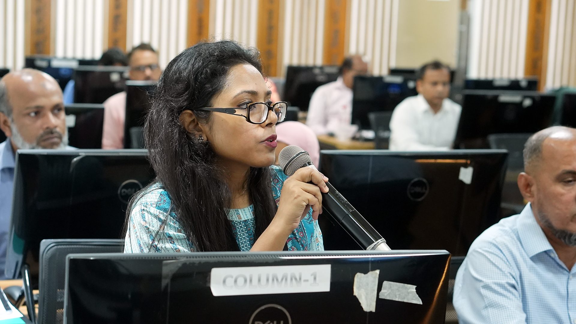 A participant responding during an interactive discussion