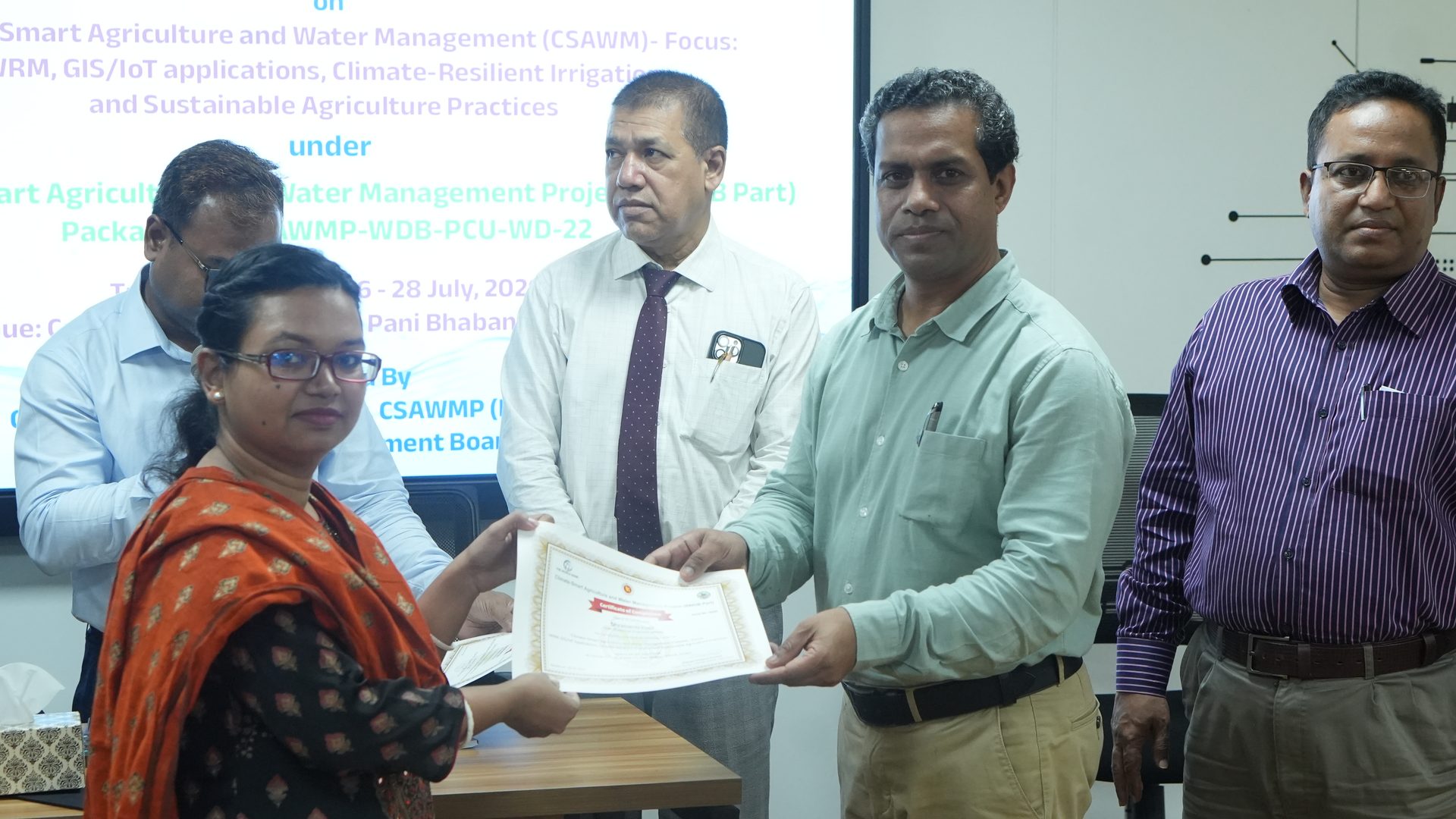 Participant receiving a course certificate