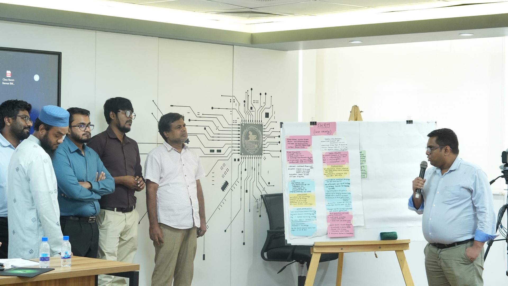 A second participant group presenting a hand-drawn basin map poster