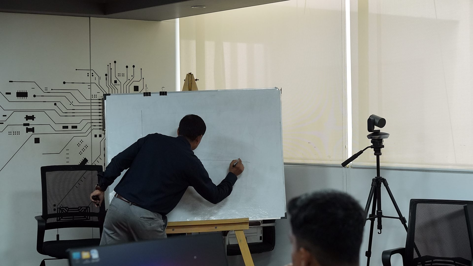 Resource person working through an example on the whiteboard