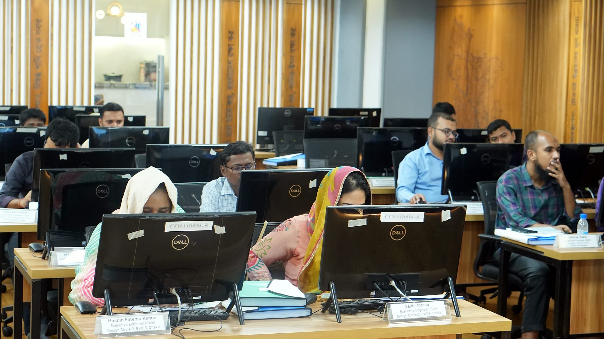 Participants at their workstations