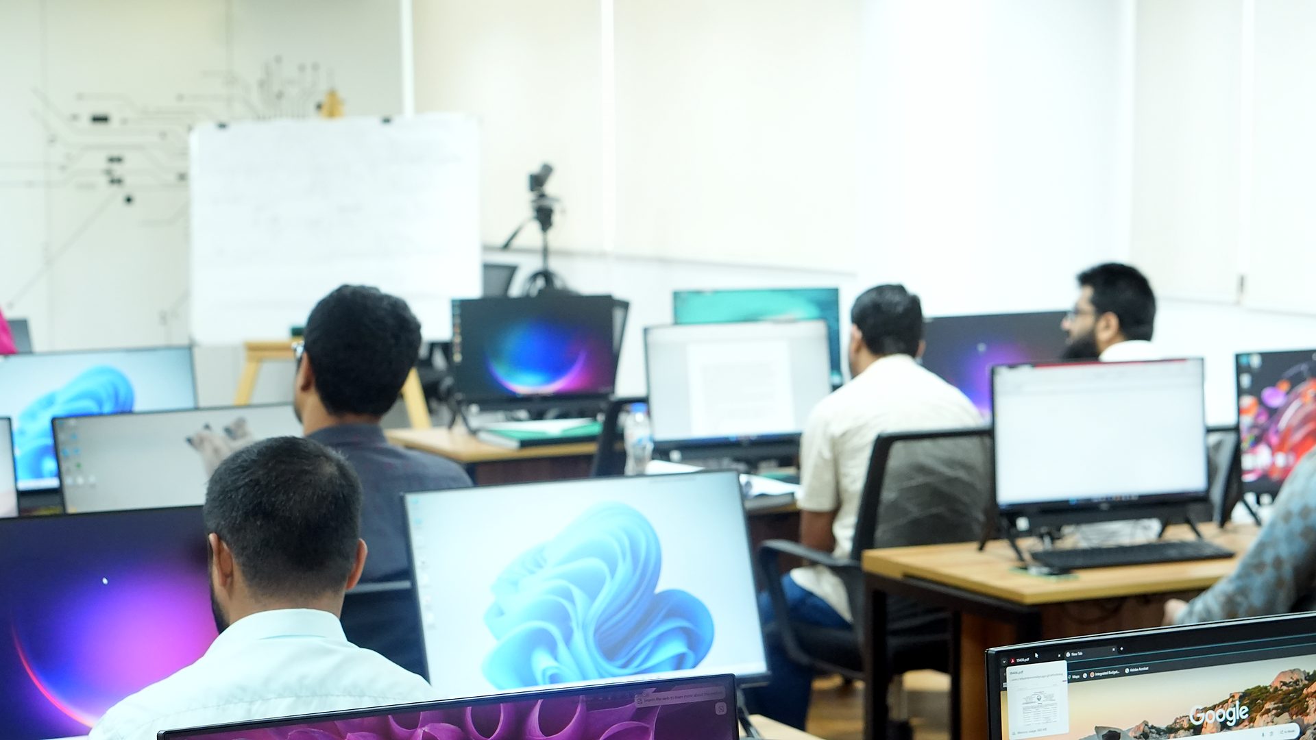 Participants working at their screens