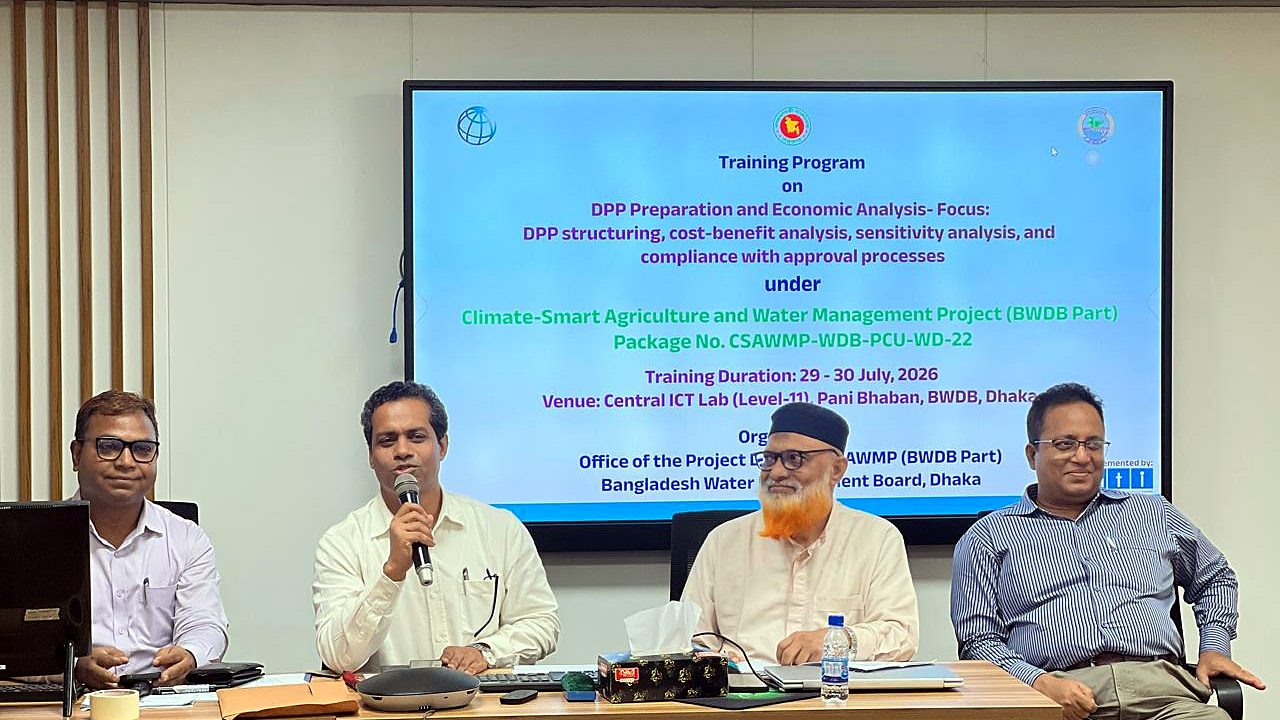 Resource persons at the dais under the course banner