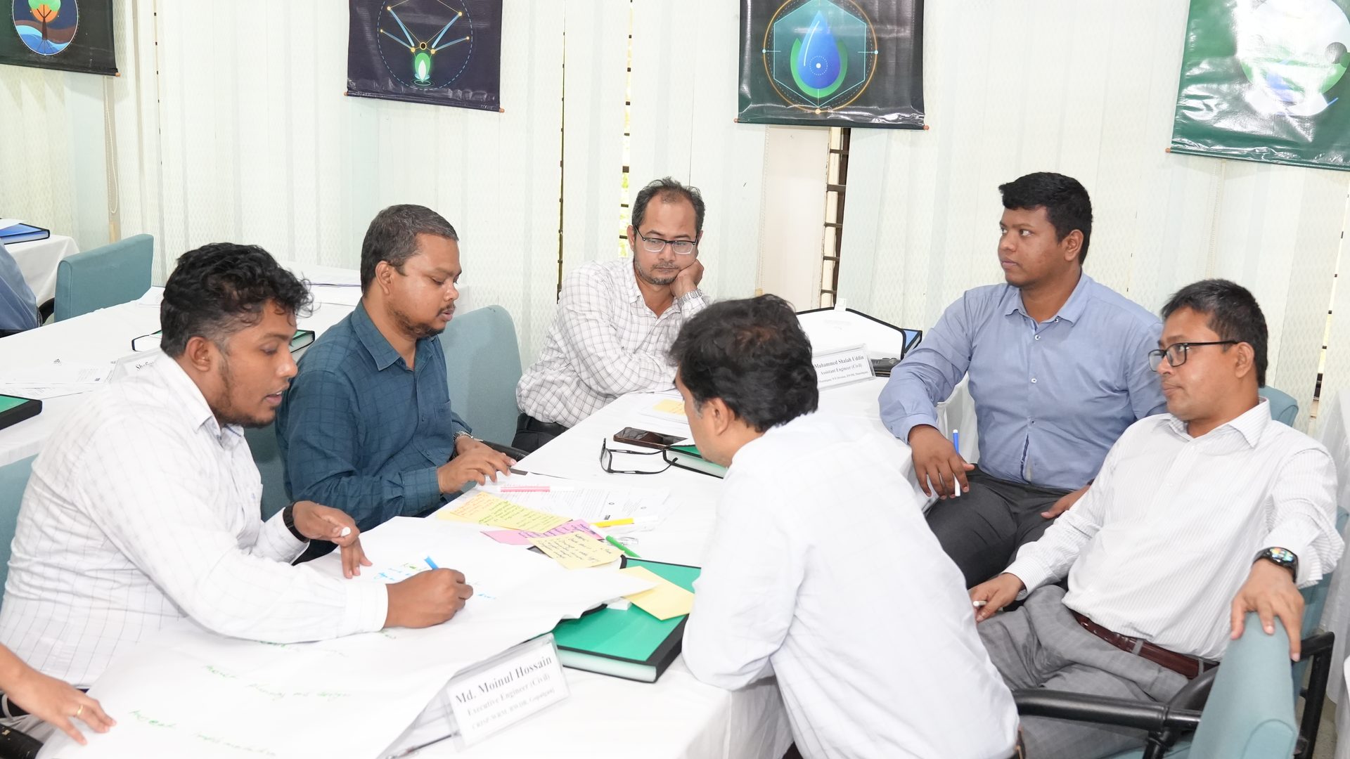 Participants working in groups on flip charts using VIPP cards