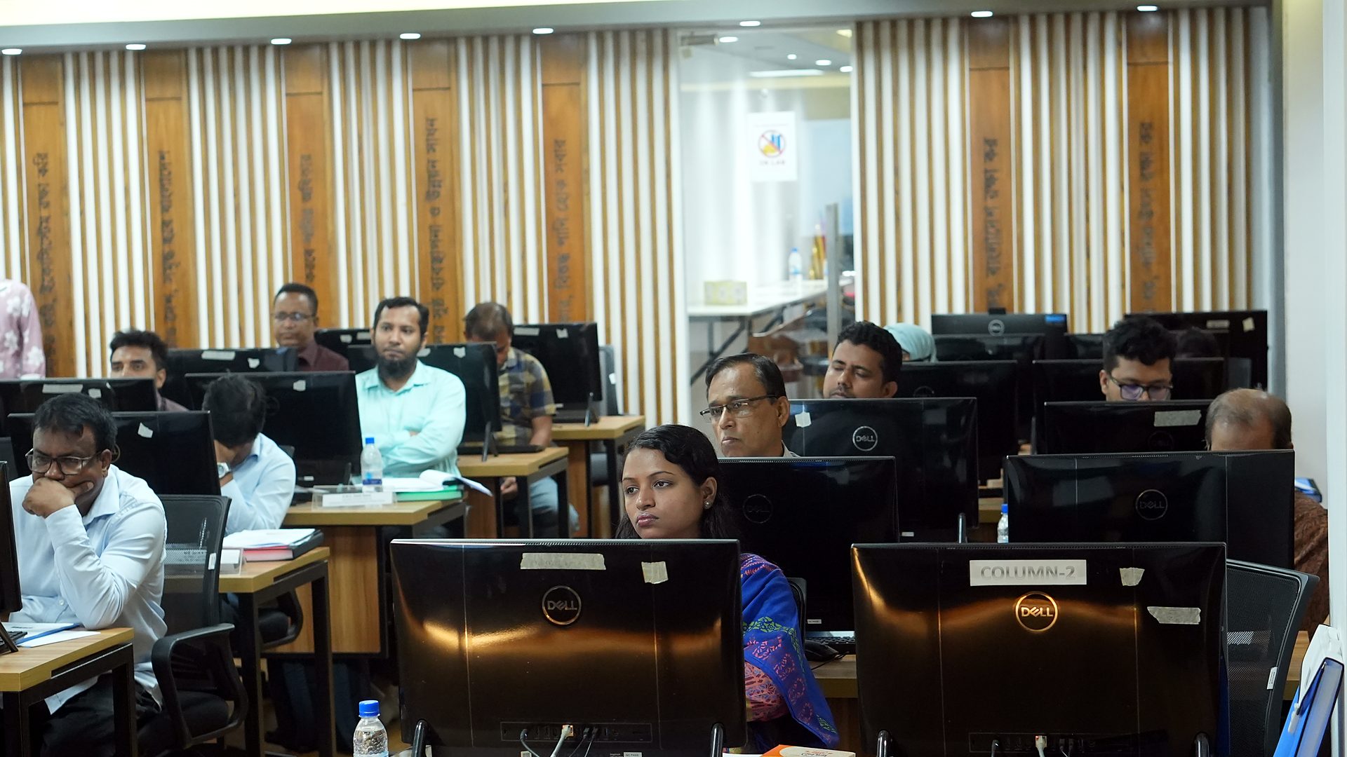 Participants following a session at their workstations