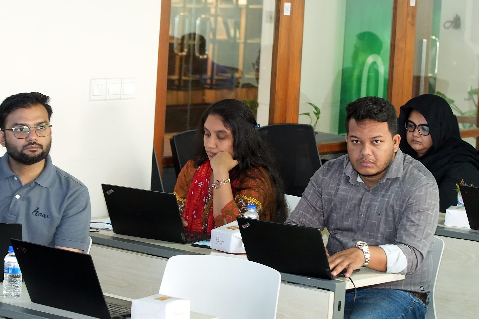 Participants at their desks