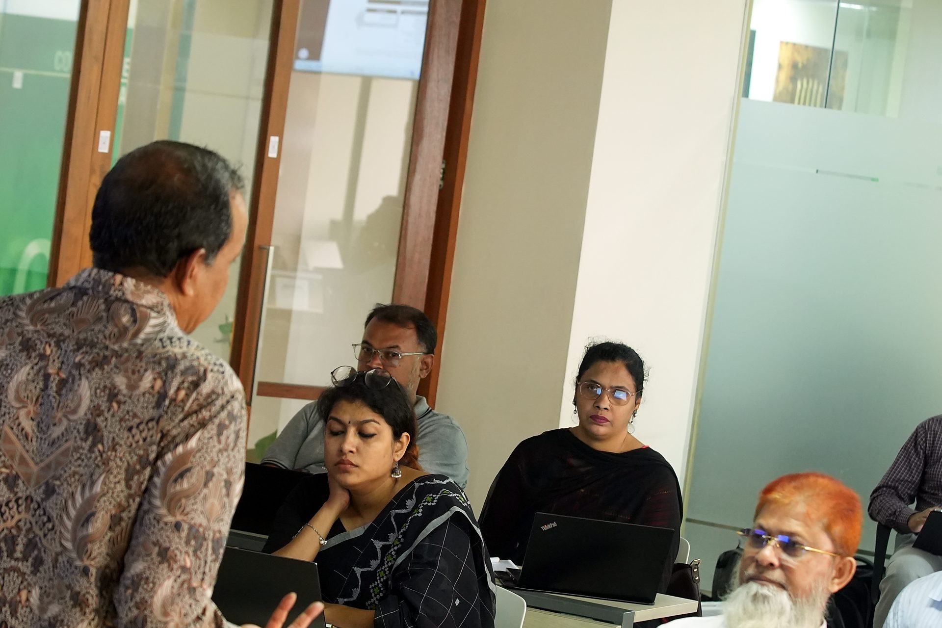 Trainer among participants