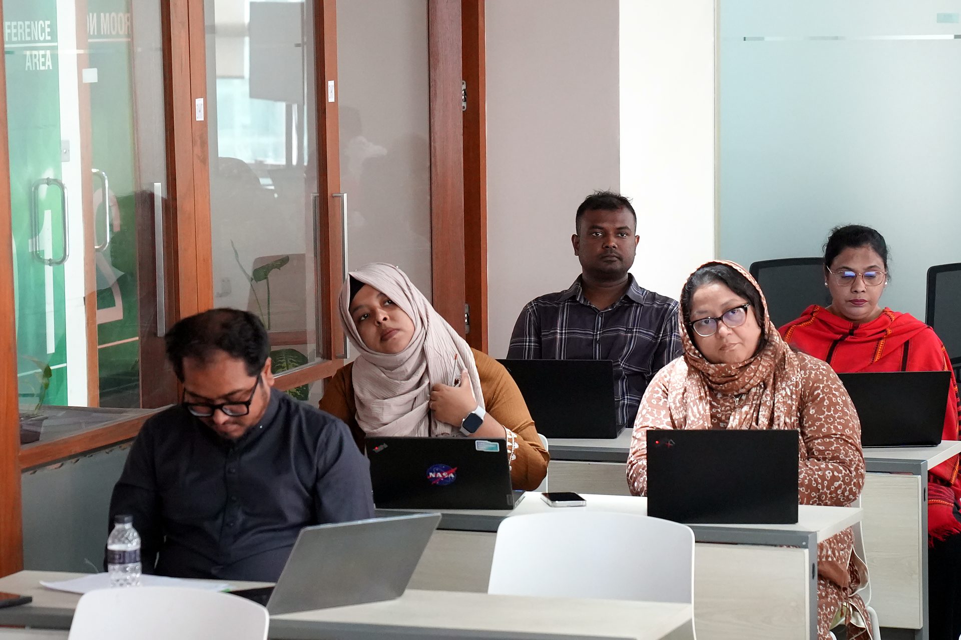 Participants at their desks