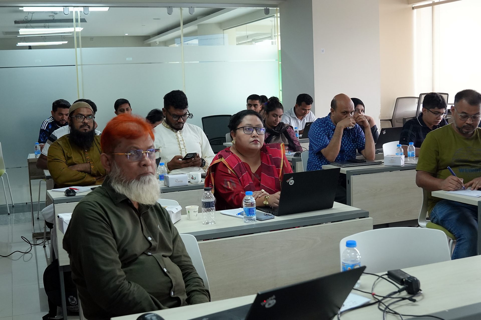 Participants at their desks