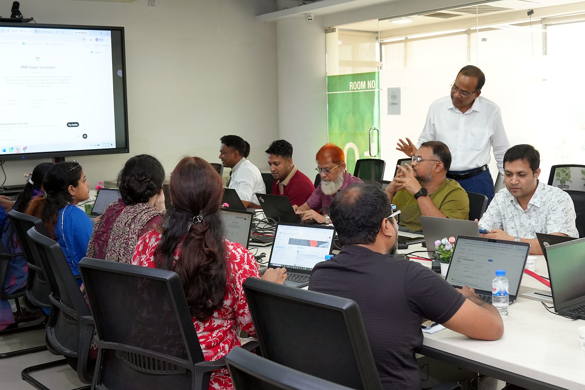 Trainer among participants